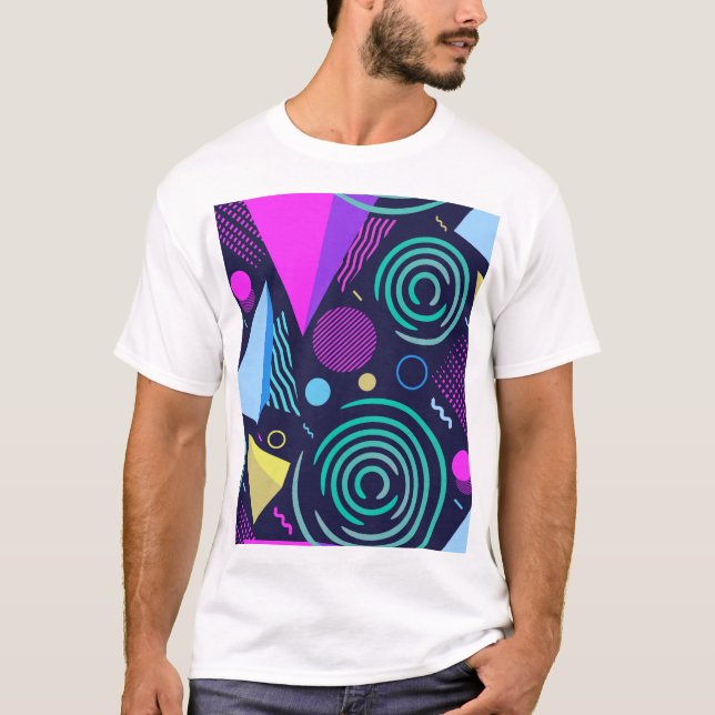 Memphis Style Geometric Shapes T-Shirt (Front)