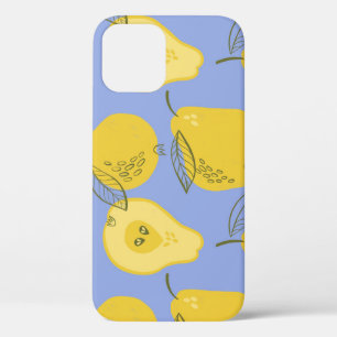 Memphis style pears: blue background. iPhone 12 case