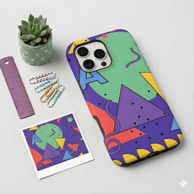 Memphis Style Phone Case Dopamine Decor Bold Geome (Creator Uploaded)