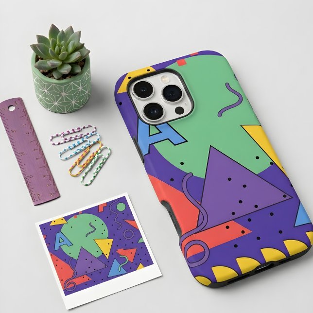 Memphis Style Phone Case Dopamine Decor Bold Geome (Creator Uploaded)
