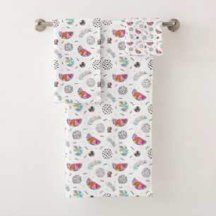 Memphis Style Tropical Summer Pattern Bath Towel Set