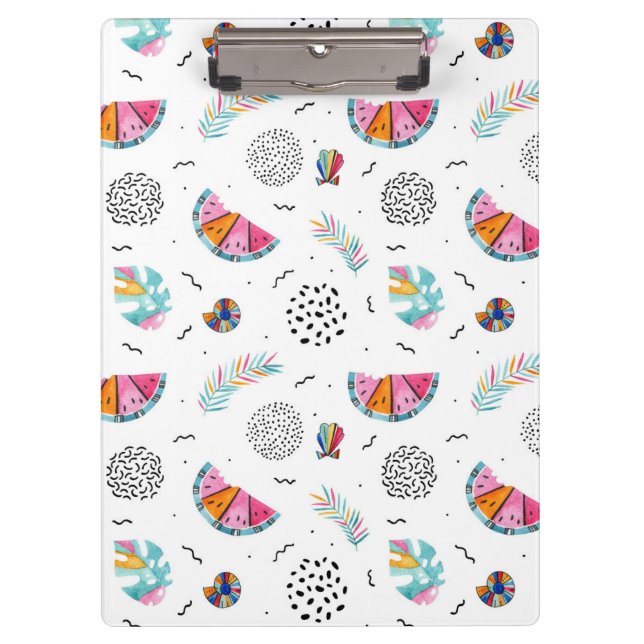 Memphis Style Tropical Summer Pattern Clipboard (Front)