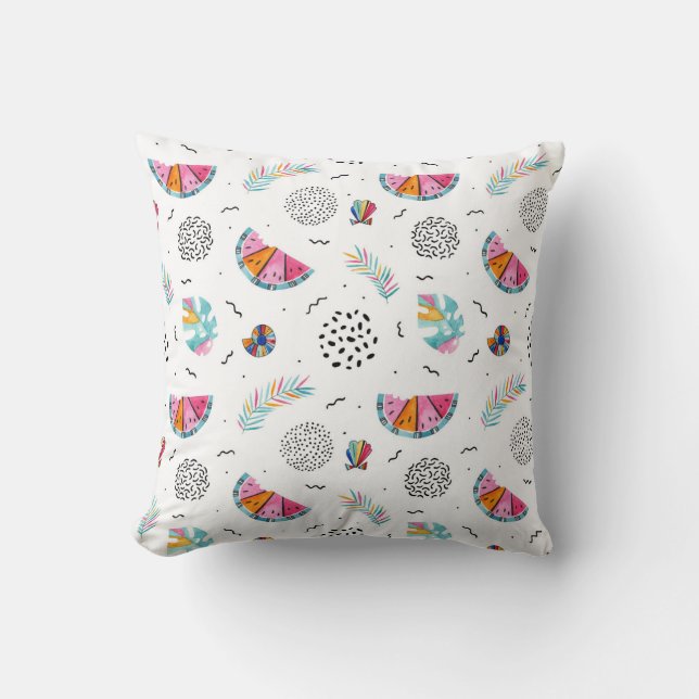 Memphis Style Tropical Summer Pattern Cushion (Front)