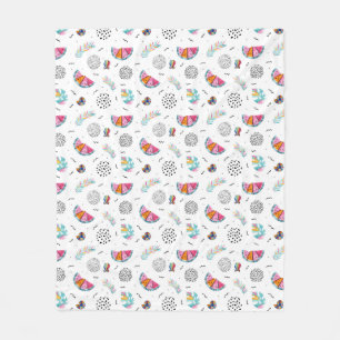 Memphis Style Tropical Summer Pattern Fleece Blanket