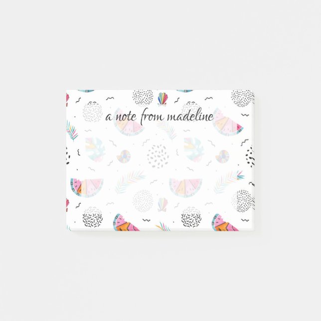 Memphis Style Tropical Summer Pattern Post-it Notes (Front)