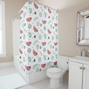 Memphis Style Tropical Summer Pattern Shower Curtain