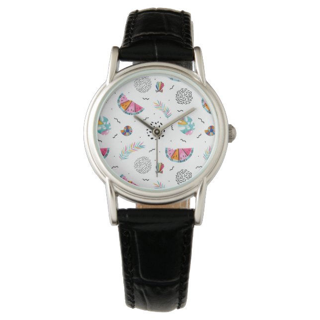 Memphis Style Tropical Summer Pattern Watch (Front)