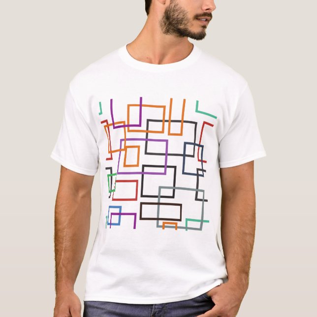 Memphis Style with Colour Geometric Design T-Shirt (Front)
