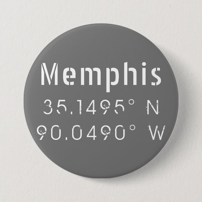 Memphis Tennessee Longitude Latitude  7.5 Cm Round Badge (Front)