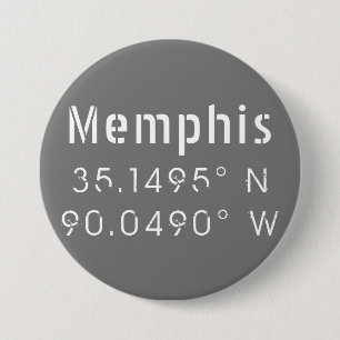 Memphis Tennessee Longitude Latitude 7.5 Cm Round Badge