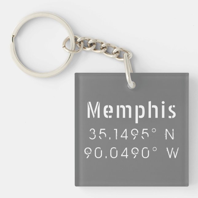 Memphis Tennessee Longitude Latitude   Key Ring (Front)