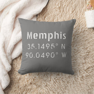 Memphis Tennessee Longitude Latitude Throw Pillow