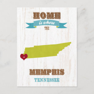 Memphis, Tennessee Map – Home Is Where The Heart I Postcard