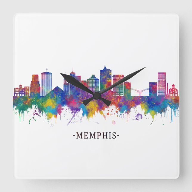 Memphis Tennessee Skyline Square Wall Clock (Front)