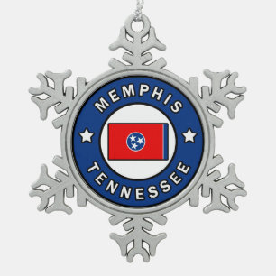 Memphis Tennessee Snowflake Pewter Christmas Ornament
