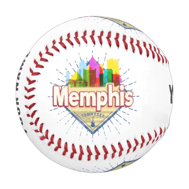 Memphis Tennessee United States Retro Skyline Baseball (Front Left)