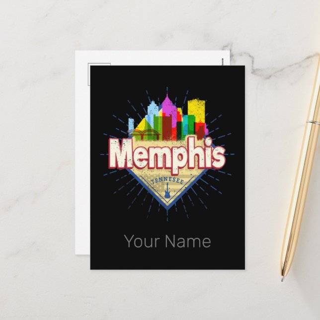Memphis Tennessee United States Retro Skyline Holiday Postcard (Front/Back In Situ)