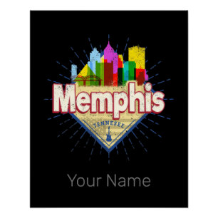 Memphis Tennessee United States Retro Skyline Poster