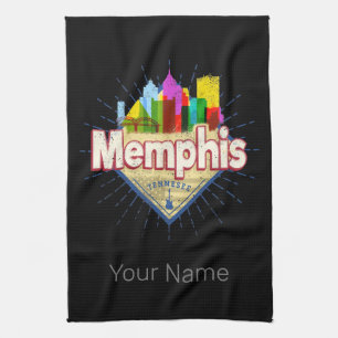 Memphis Tennessee United States Retro Skyline Tea Towel