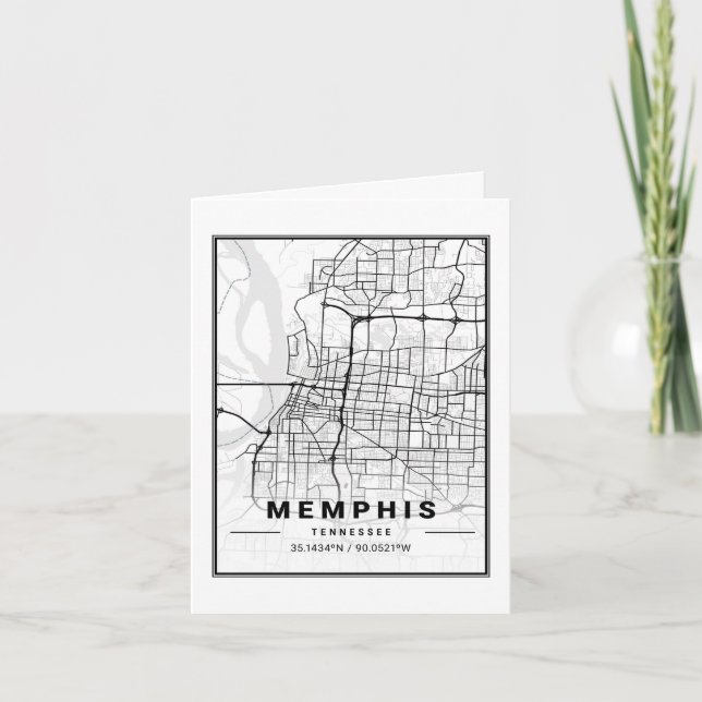 Memphis Tennessee USA Travel City Map Card (Front)