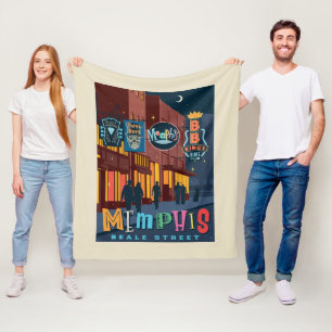 Memphis, TN   Beale Street Neon Fleece Blanket