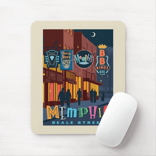 Memphis, TN | Beale Street Neon Mouse Pad (With Mouse)