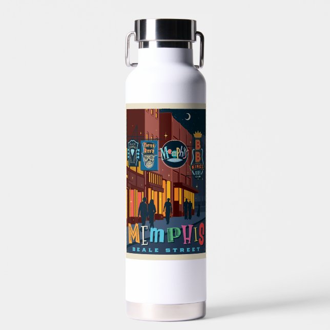 Memphis, TN | Beale Street Neon Water Bottle (Front)