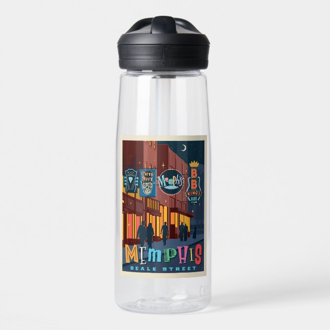 Memphis, TN | Beale Street Neon Water Bottle (Front)