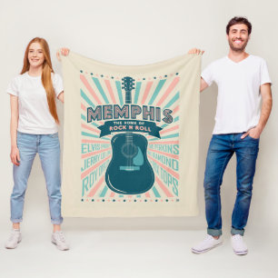 Memphis, TN: Guitar Series   Rock-N-Roll Fleece Blanket