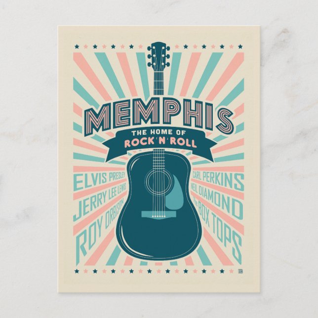 Memphis, TN: Guitar Series | Rock-N-Roll Postcard (Front)