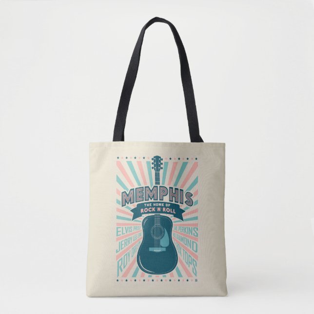 Memphis, TN: Guitar Series | Rock-N-Roll Tote Bag (Front)