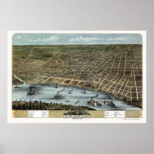 Memphis, TN Panoramic Map - 1870 Poster