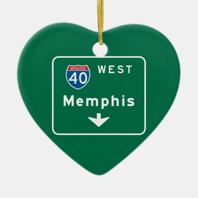 Memphis, TN Road Sign Ceramic Ornament (Front)