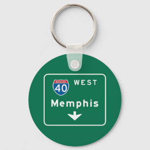 Memphis, TN Road Sign Key Ring