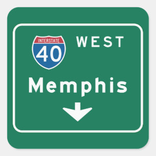 Memphis, TN Road Sign Square Sticker