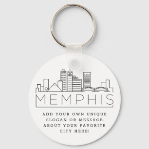 Memphis, TN Stylised Skyline   Custom Slogan Key Ring