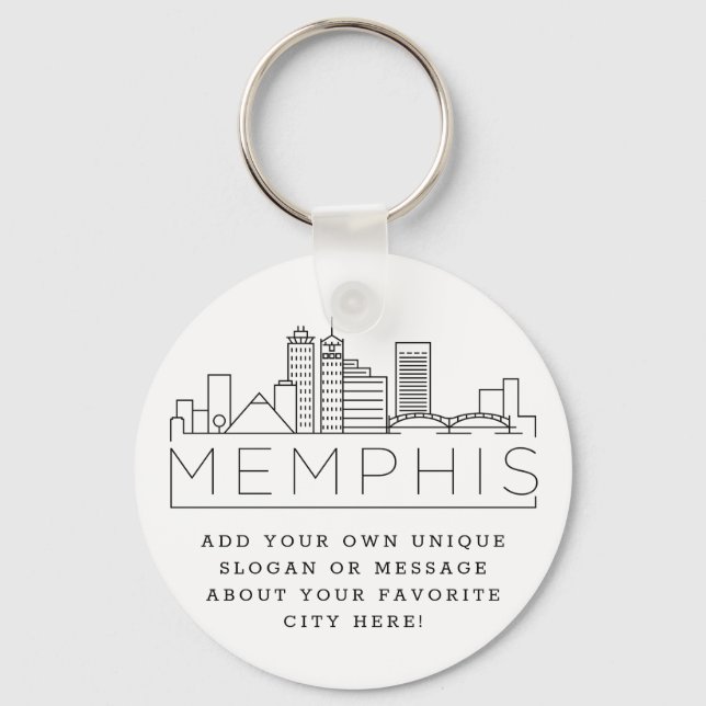 Memphis, TN Stylised Skyline | Custom Slogan Key Ring (Front)