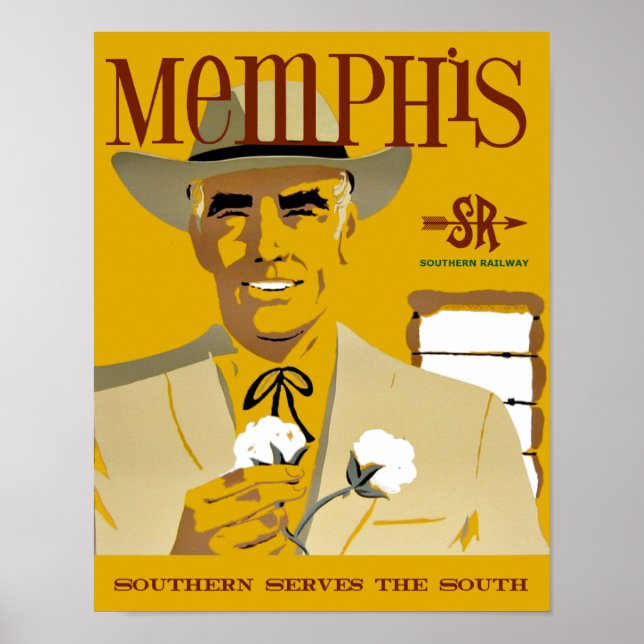 Memphis.  Vintage Style Travel Poster (Front)