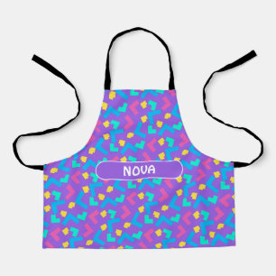 Memphis Violet Blue Minimal Pattern Apron