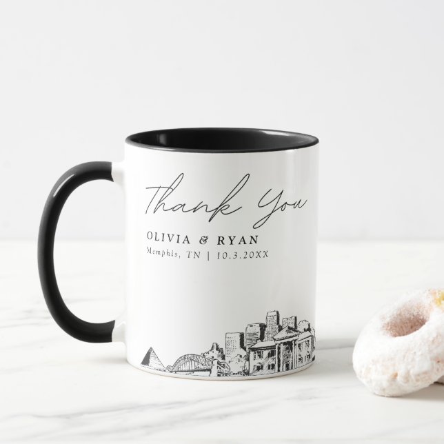 Memphis Wedding Custom Personalised Coffee Mug (With Donut)