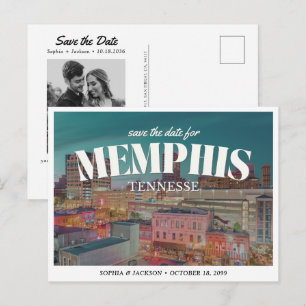 Memphis Wedding Save the Date Retro Skyline Postcard