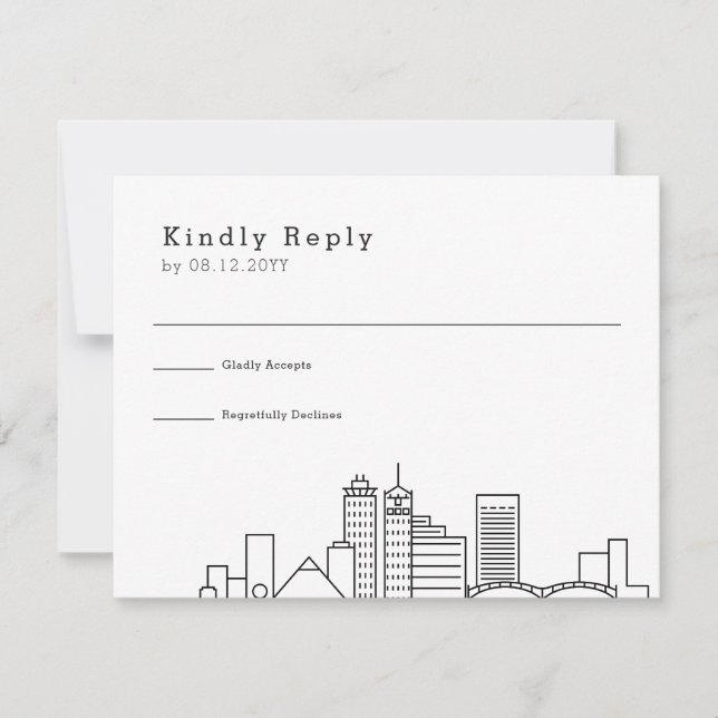 Memphis Wedding | Stylised Skyline RSVP (Front)