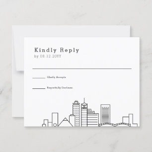 Memphis Wedding   Stylised Skyline RSVP Card