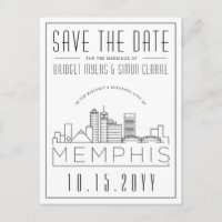 Memphis Wedding | Stylised Skyline Save the Date