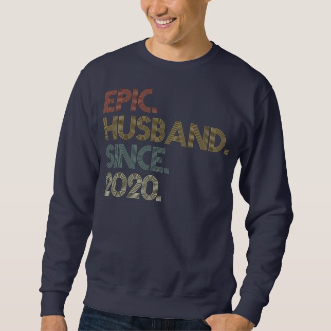 Men 2nd Wedding Anniversary s Epic Husband Since Sweatshirt (Front)