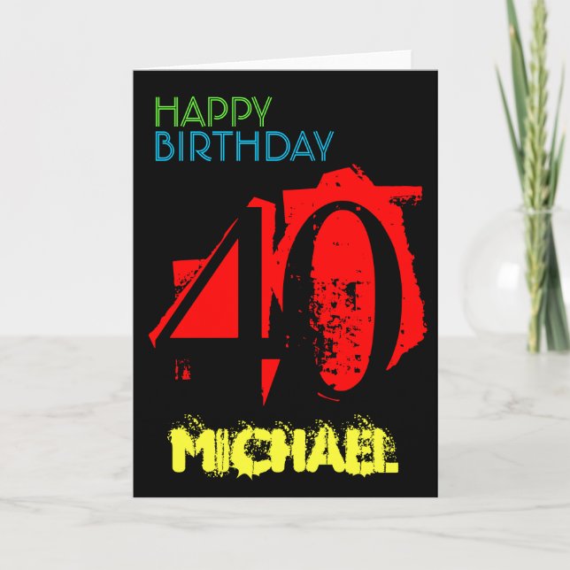 Men 40th Birthday Personalised Greeting Card (Front)