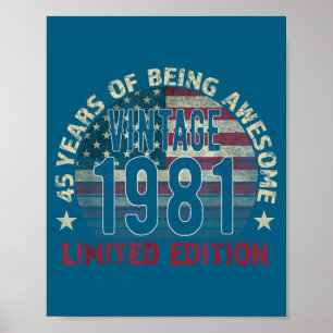 Men 45th Birthday Gift Vintage Born Poster
