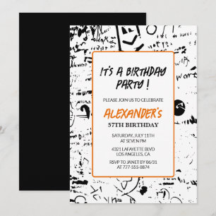 Men 57th birthday invitations Graffiti Party Paint