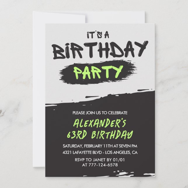 Men 63rd birthday invitations Graffiti Spray paint (Front)