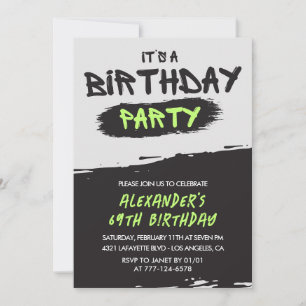 Men 69th birthday invitations Graffiti Spray paint